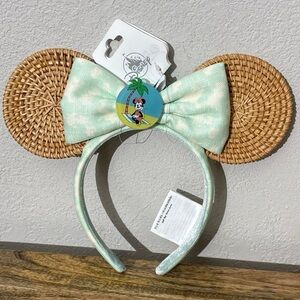 Disney Parks Minnie Mouse Beach Natural Rattan Ears Headband NEW